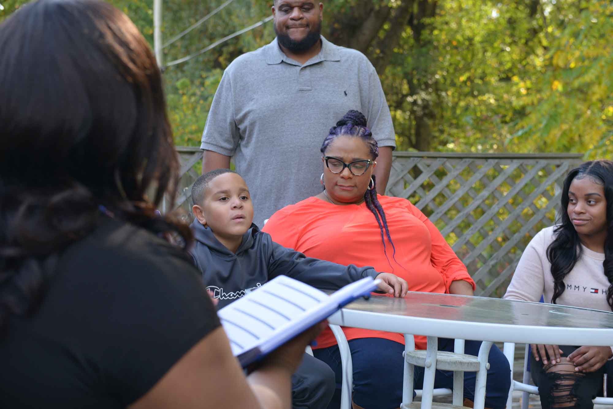Lance Lance and his family with Youth Villages Specialist