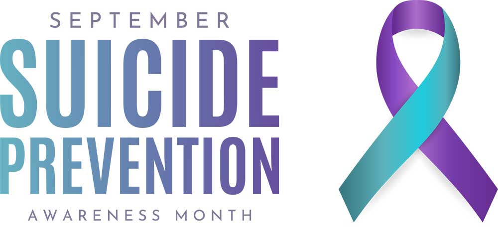 September_Suicide-Prevention-Awareness September Suicide Prevention Awareness Month graphic with purple and teal ribbon