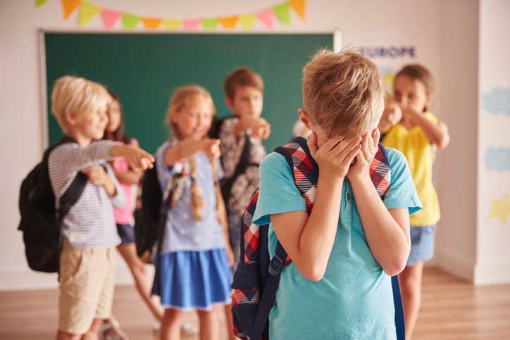 kid-being-bullied youth being bullied by other kids in classroom
