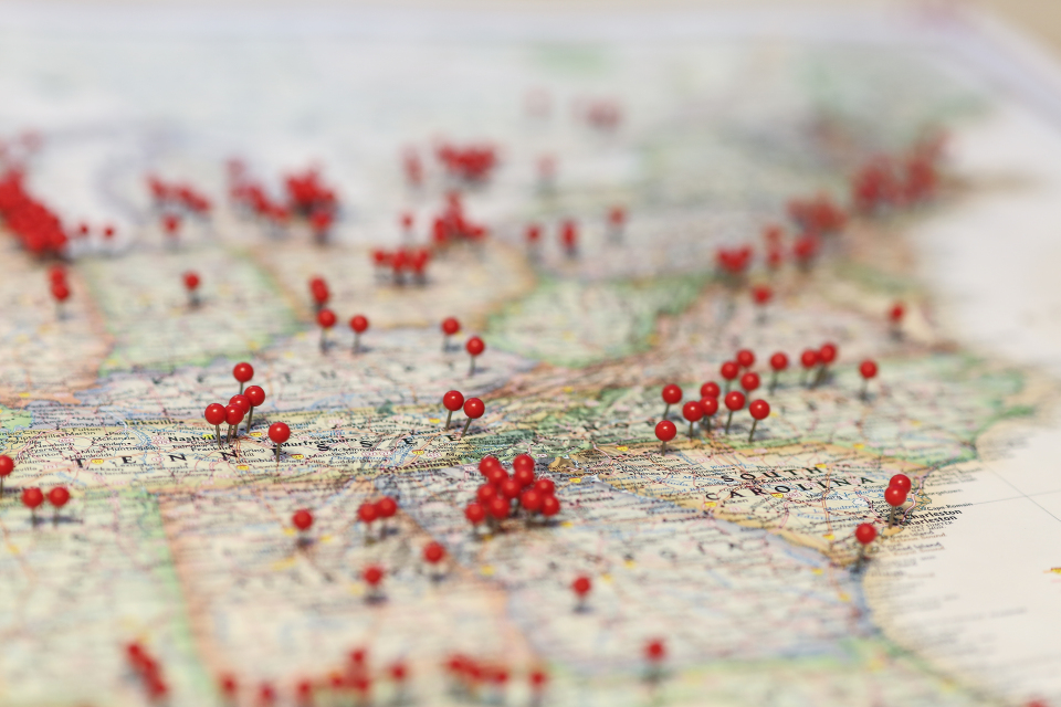 Map map with pins