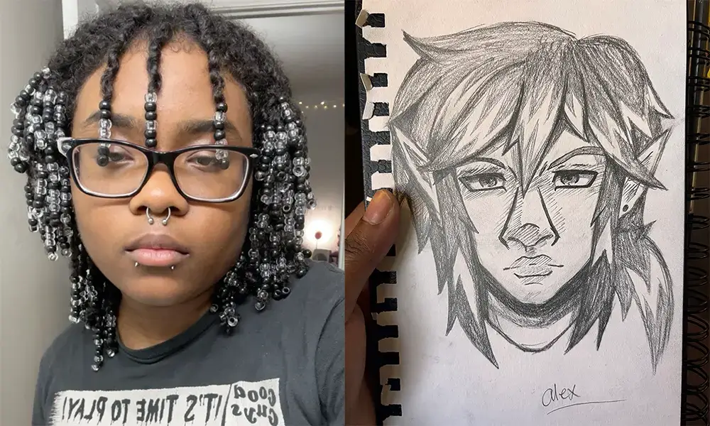 Alex-North-Carolina-Drawing-LifeSet collage of Alex and his drawing